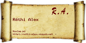 Réthi Alex névjegykártya